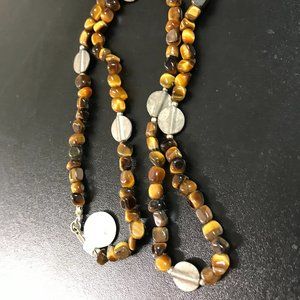 21" Sterling Silver And Tigerseye Necklace